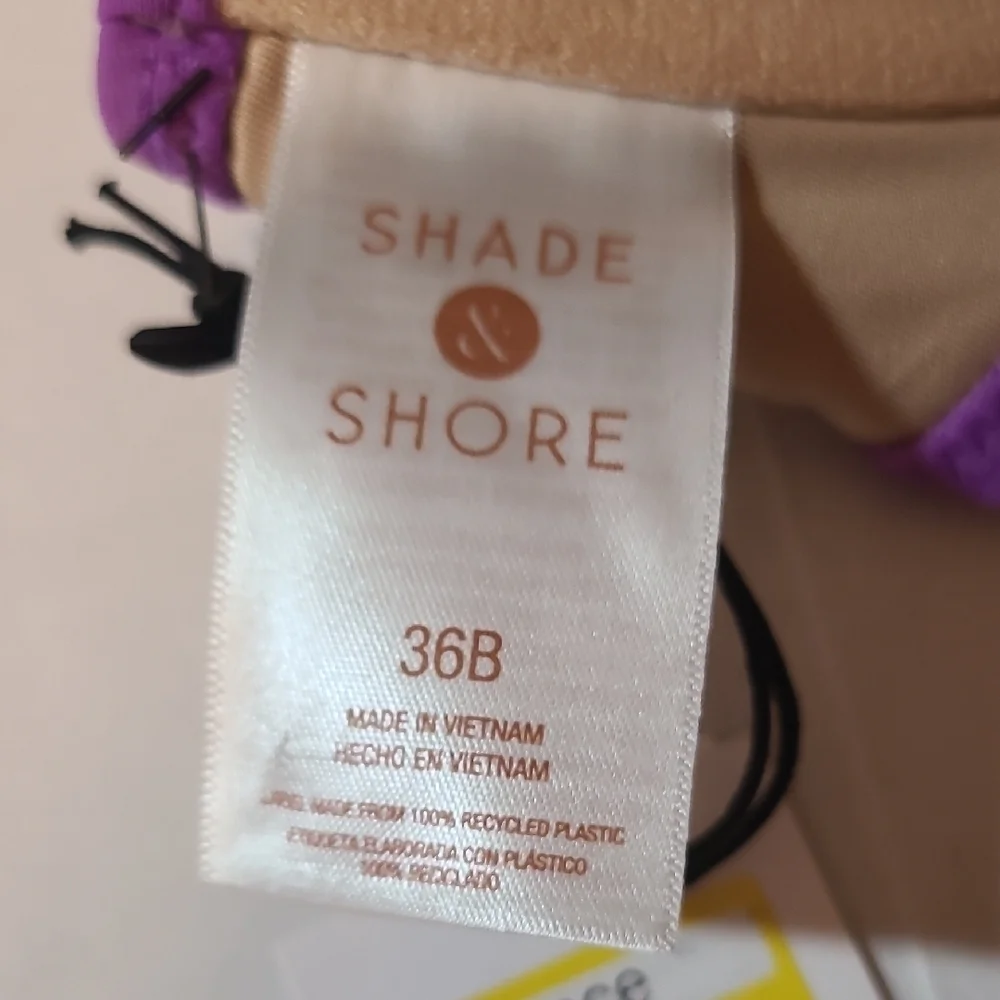 Shade & Shore Purple Women's Bikini Top NWT Size 36B Adjustable Straps Underwire